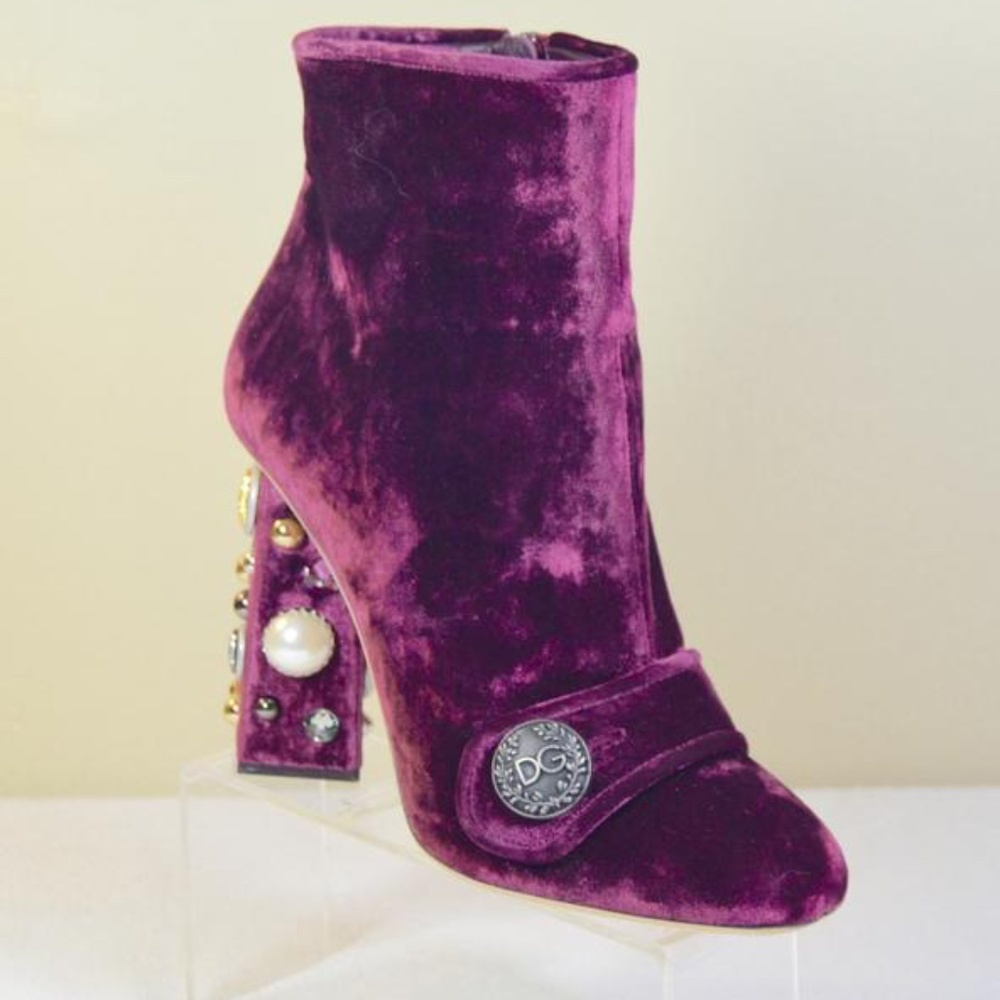 Purple Embellished Heel Ankle Boots/Booties